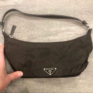 Small brown nylon Prada shoulder bag
